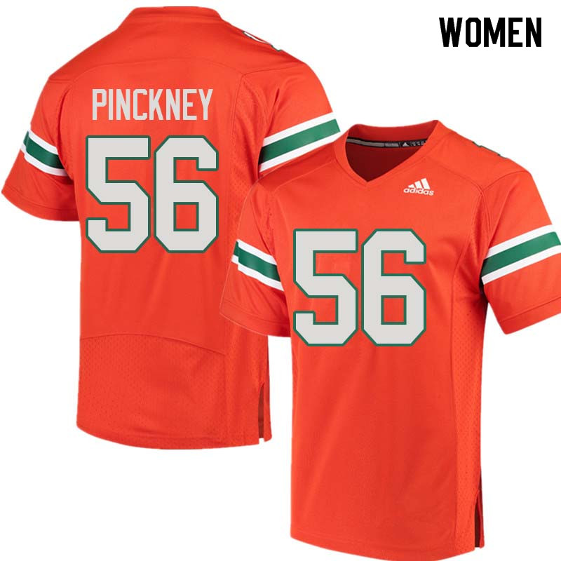 Women Miami Hurricanes #56 Michael Pinckney College Football Jerseys Sale-Orange - Click Image to Close